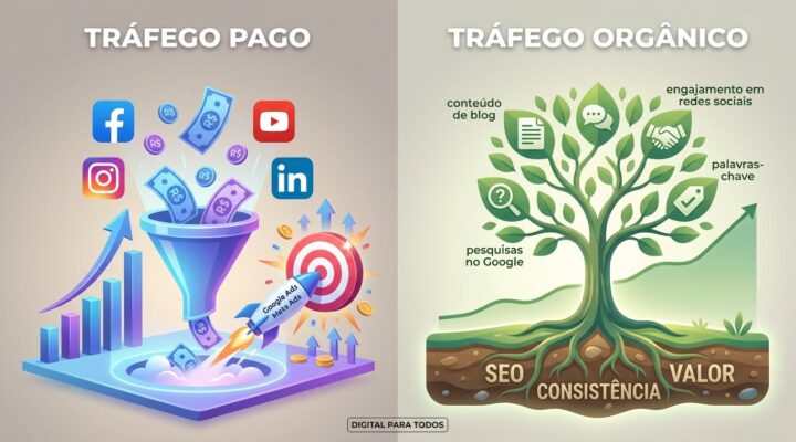 Tráfego Pago vs. Tráfego Orgânico: Entenda os Pilares do Crescimento Digital